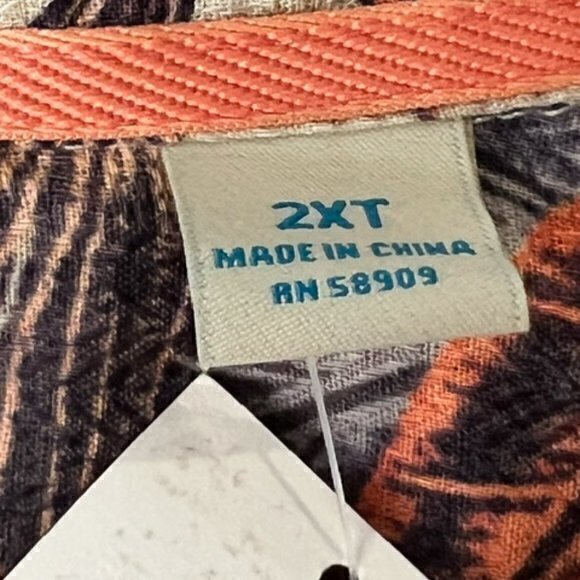 Caribbean Silk Blend Feathers Print Short Sleeve‎ Hawaiian Camp Shirt Mens 2XT - Picture 9 of 12